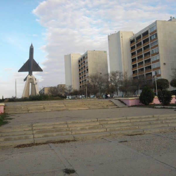 Monument to the MIG-21 aircraft in Aktau