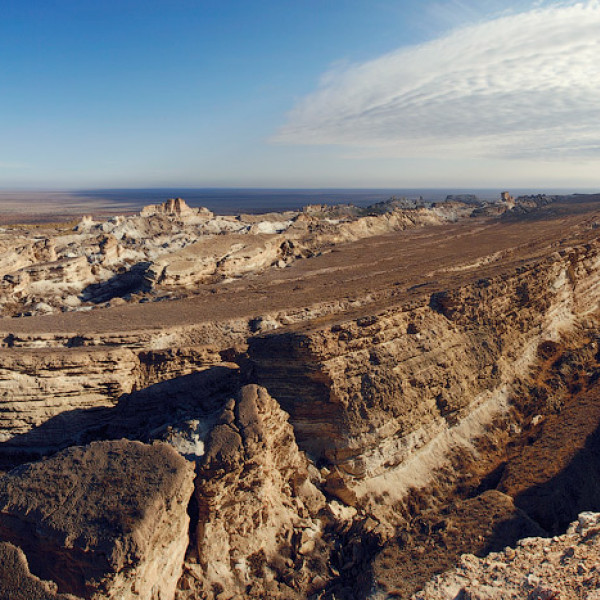Canyons on the former Aral Sea